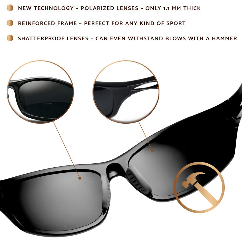 Aero Sunglasses from A-vision, new technology, polarized lenses, reinforced frame, perfect for any kind of sport