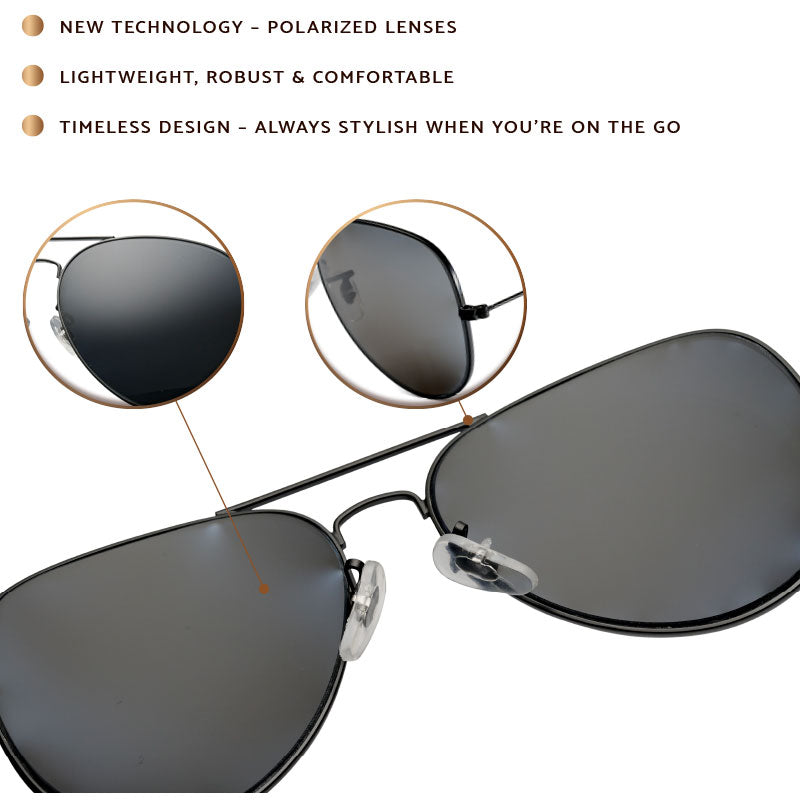 Aviator Myopia Sunglasses from A-vision Eyewear, timeless design