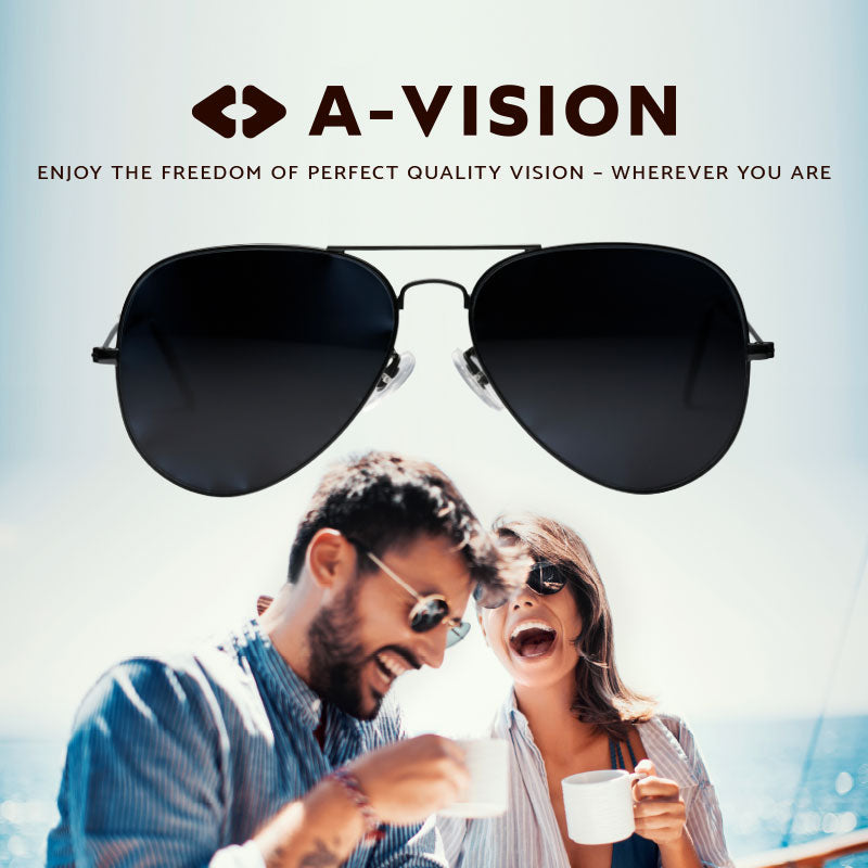 A-vision Aviator sunglasses, enjoy the freedom of perfect quality vision wherever you are