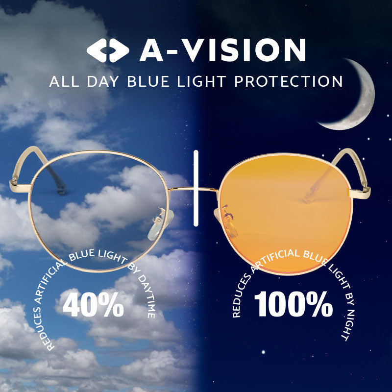 A-vision Eyewear, blue light daay and night glasses, all day blue light protection