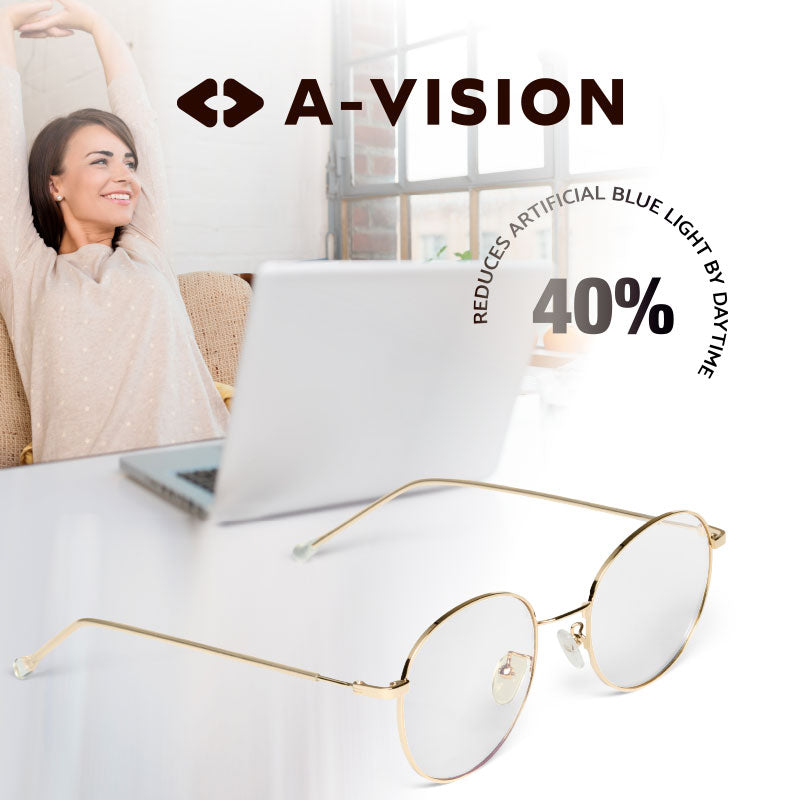 A-vision Blue Light Glasses, reduces artificial blue light by day time 40%