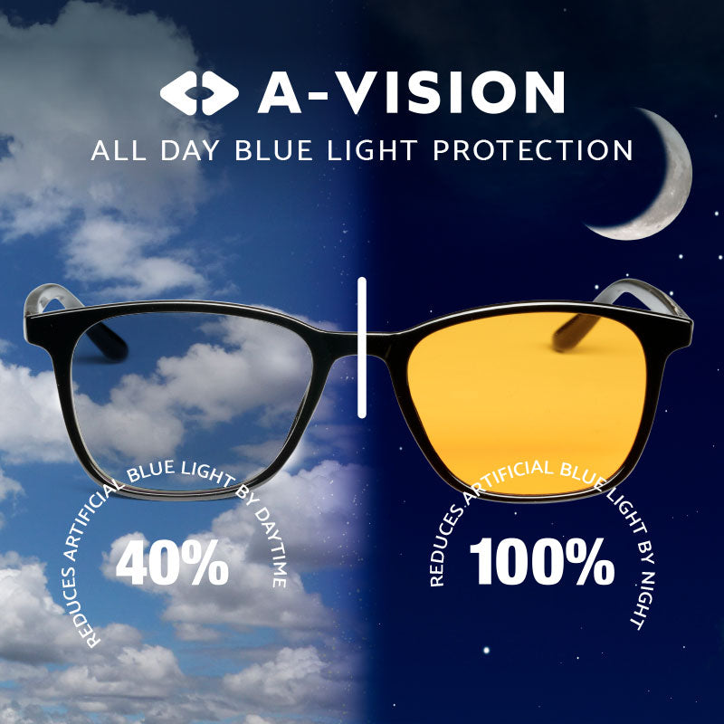 A-vision Blue Light day and night glasses, all day blue light protection