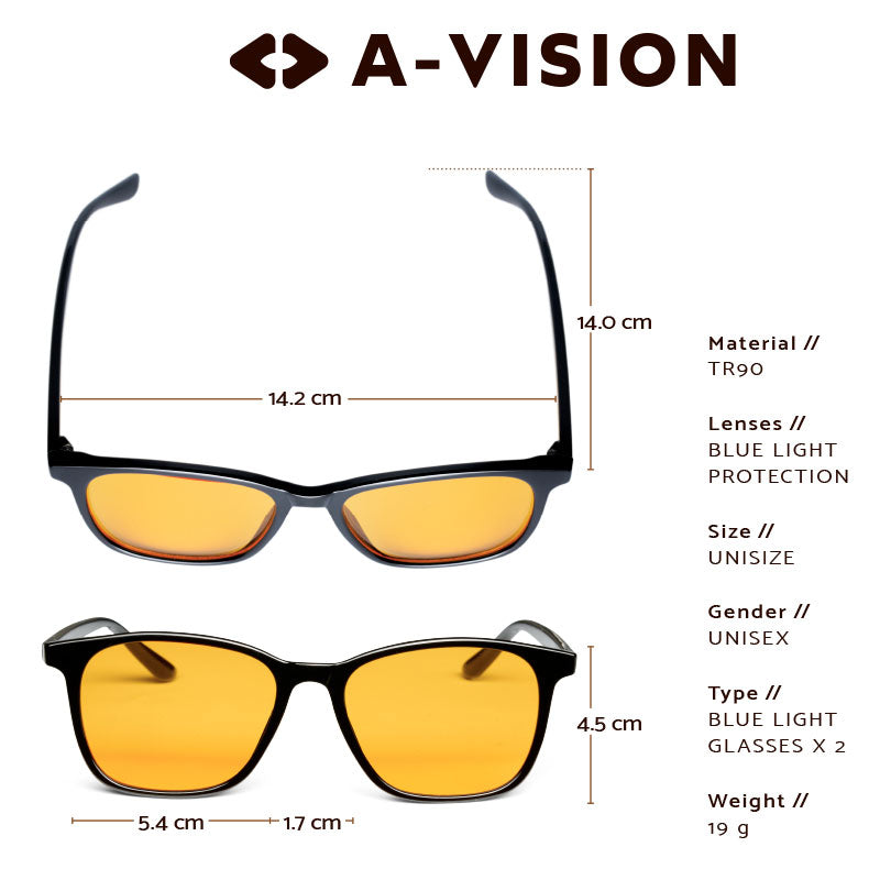 Blue Light Night glasses measurement, TR90