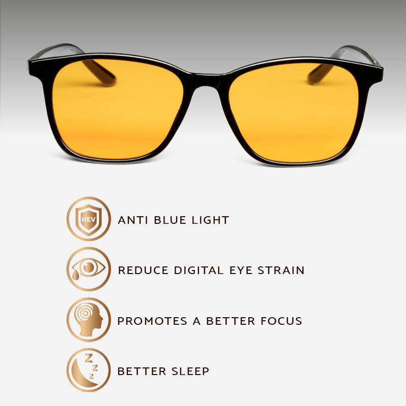 Blue Light Night glasses, anti blue light, reduce digital eye strain, promotes a better focus, better sleep