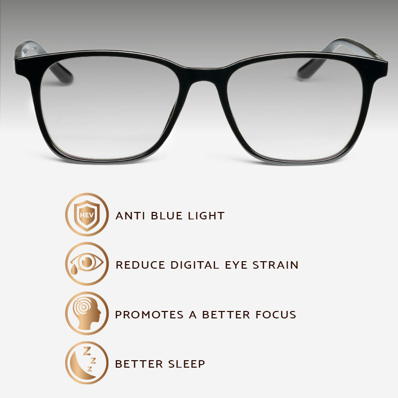 Blue Light Square Glasses, anti blue light, reduce digital eye strain, promotes a better focus, better sleep