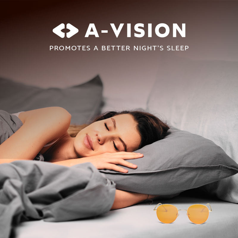 A-vision Blue Light day and night glasses, promotes a better night's sleep