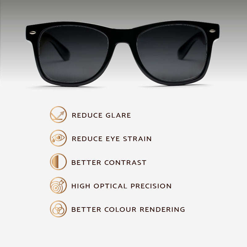 Wayfarer Myopia Sunglasses, reduce glare, reduce eye strain, better contrast, high optical precision, better colour rendering